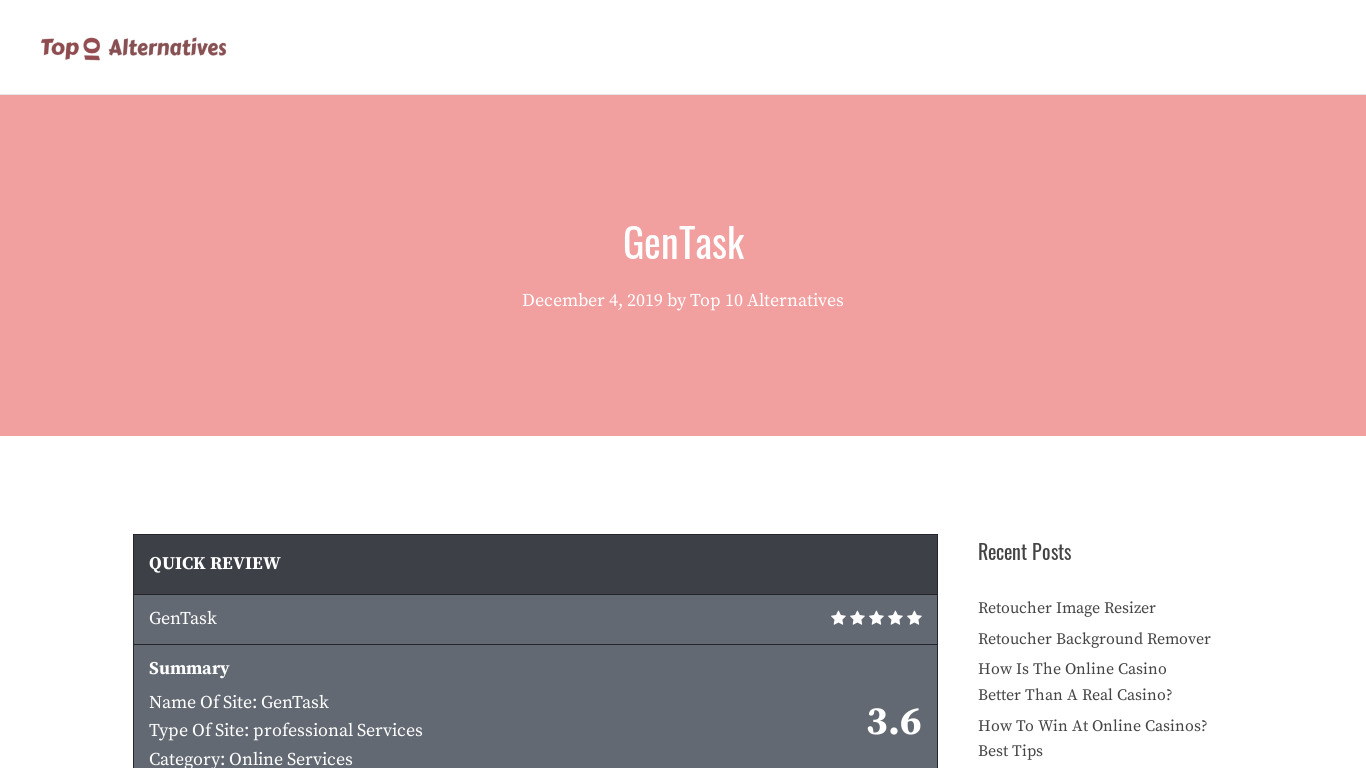 Gentask Landing page