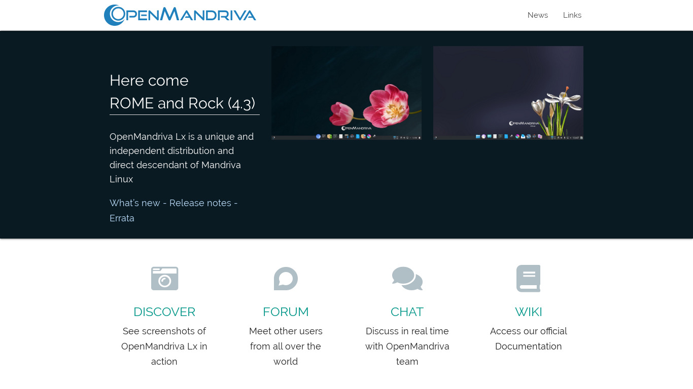 OpenMandriva Lx Landing page