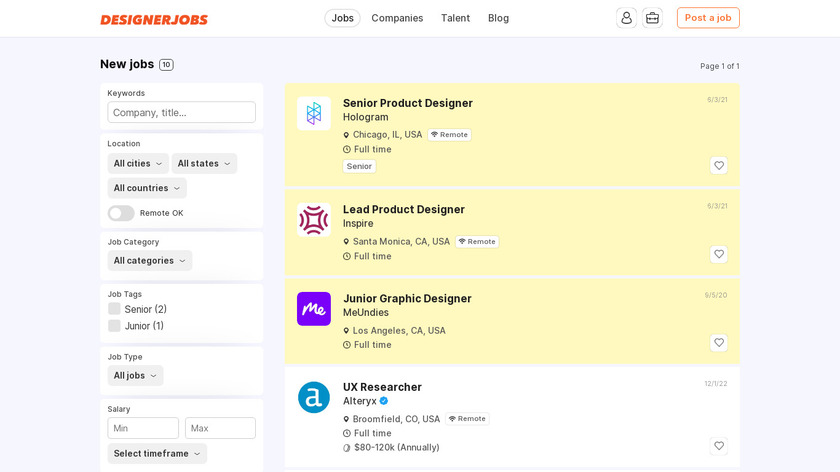 Designer Jobs Landing Page