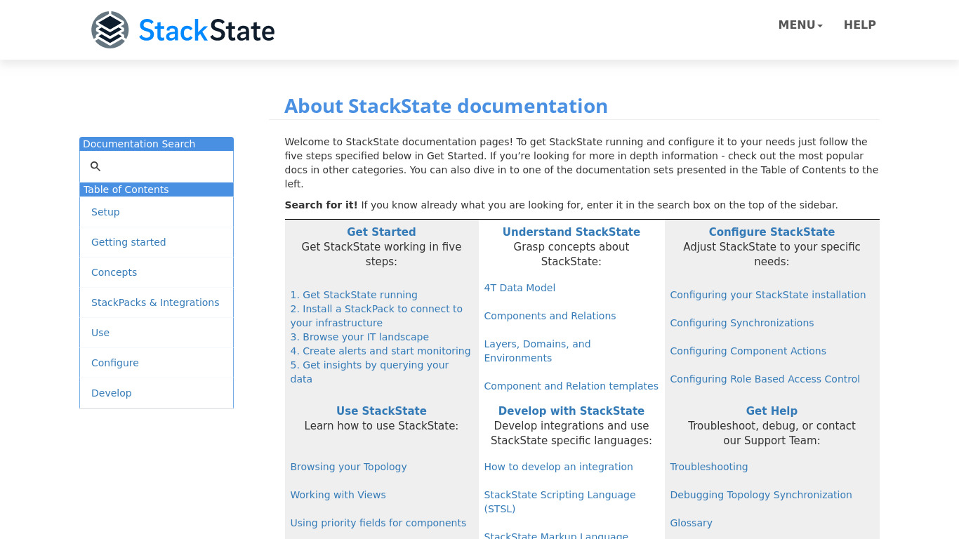 Stackstate Landing page