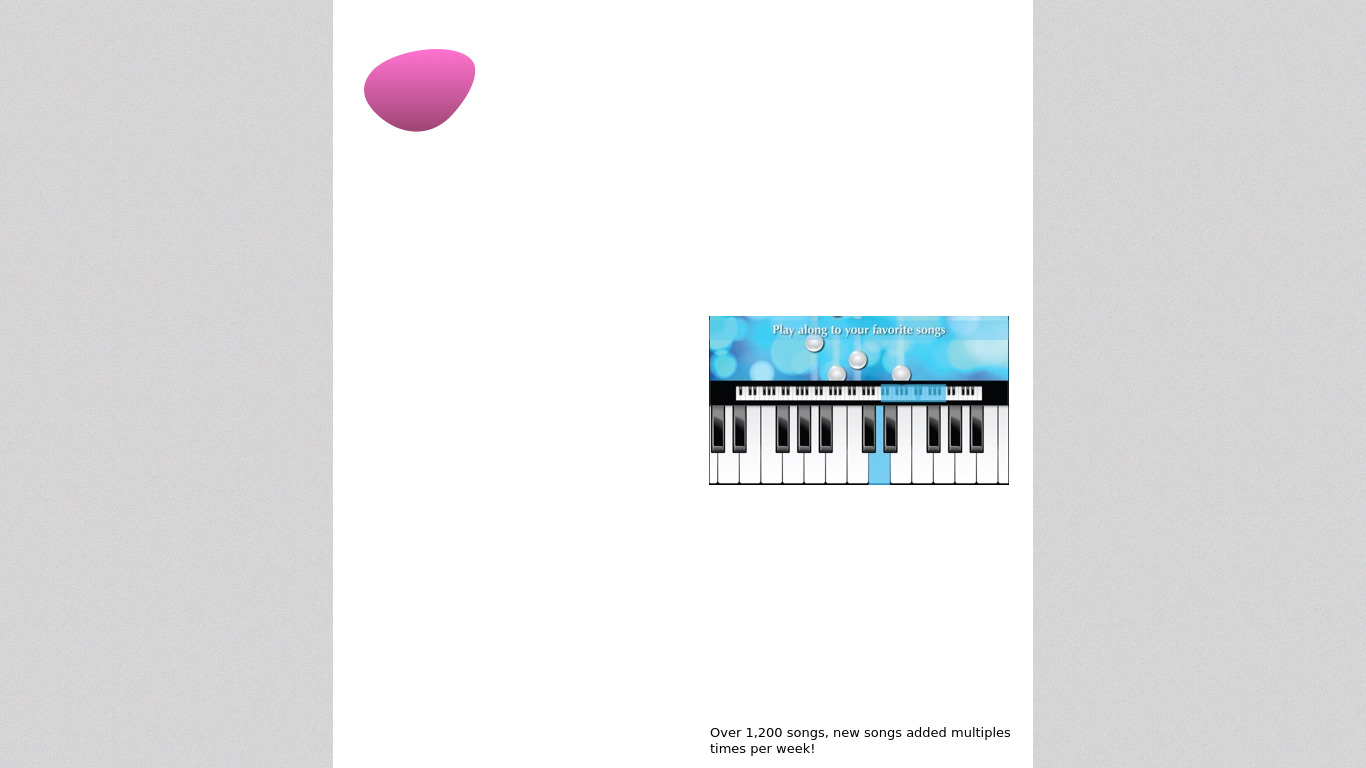 Piano with Songs Landing page