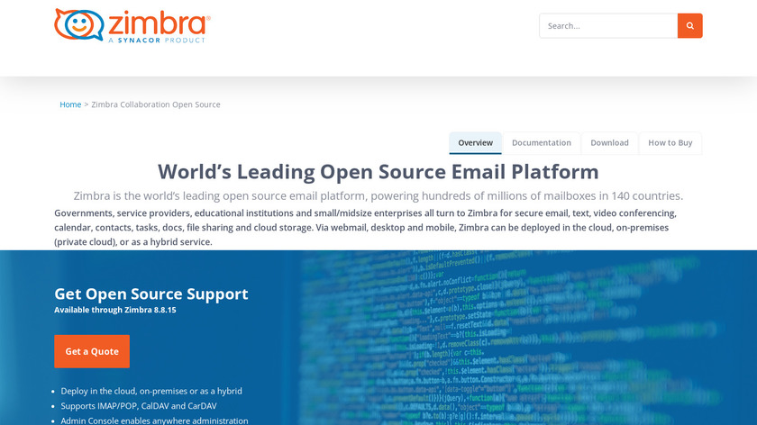 Zimbra Web Client Landing Page