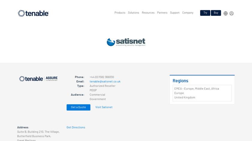 tenable.com Satisnet Landing Page