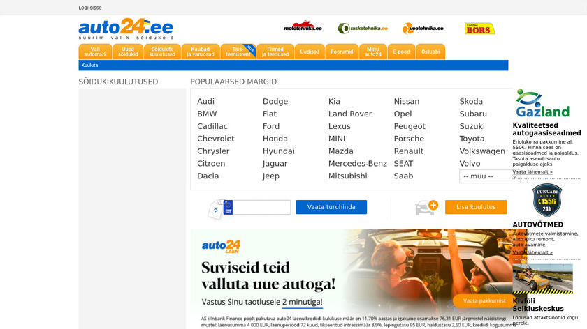 Auto24.ee Landing Page