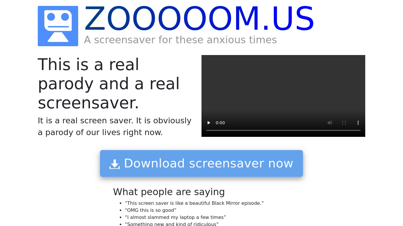 Zooooom.us Landing page