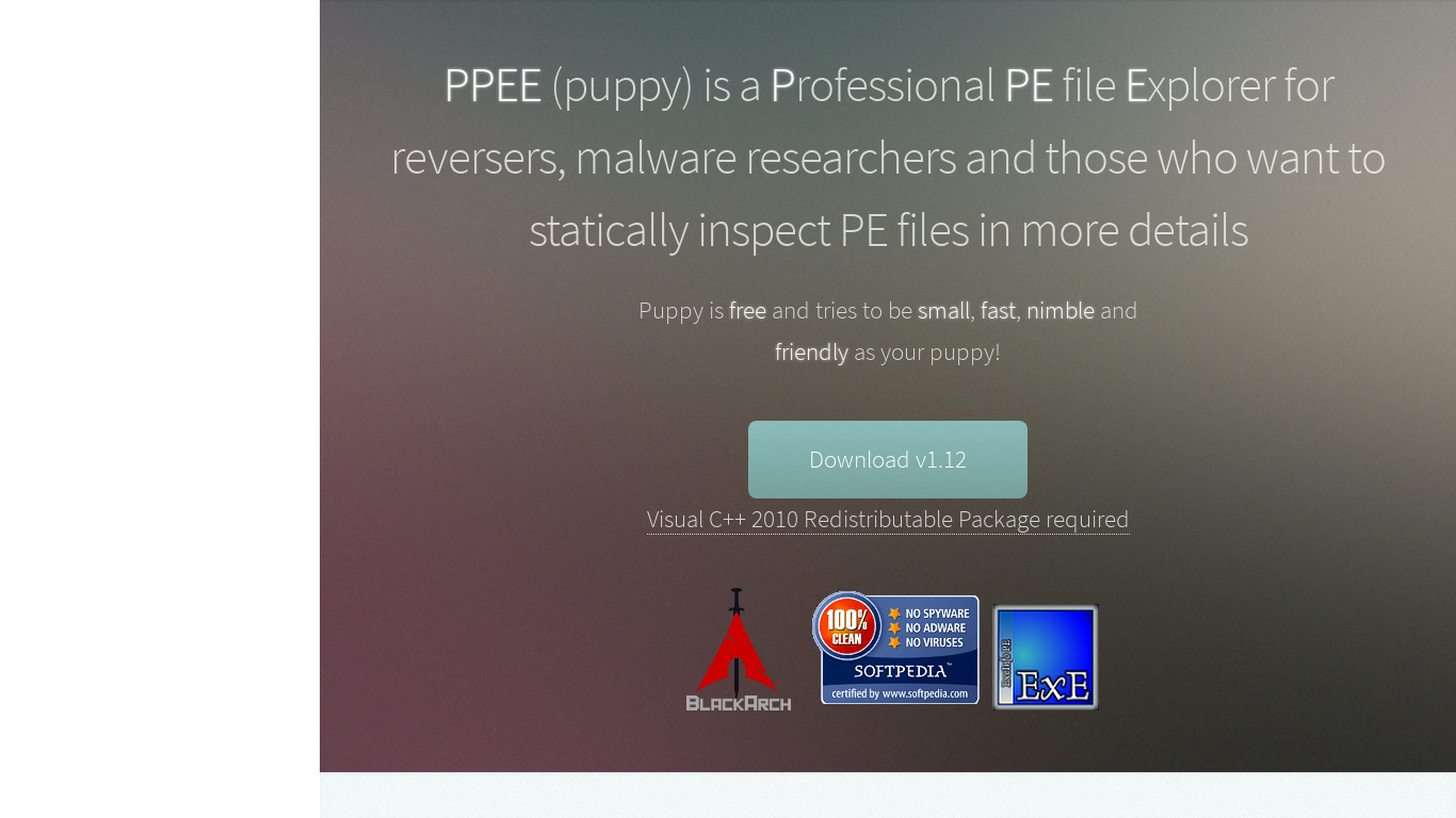 PPEE (puppy) Landing page