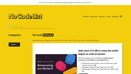 NoCodeList.co screenshot