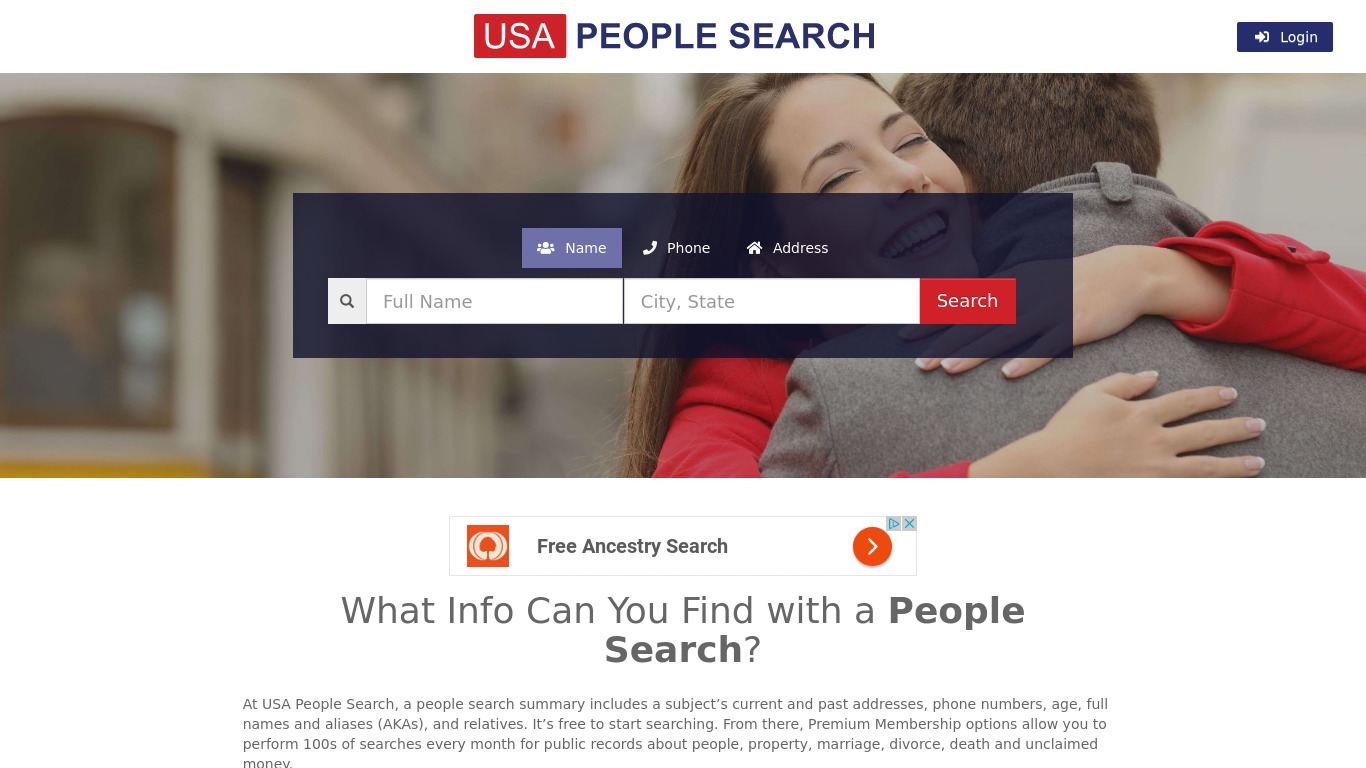 USA People Search Landing page