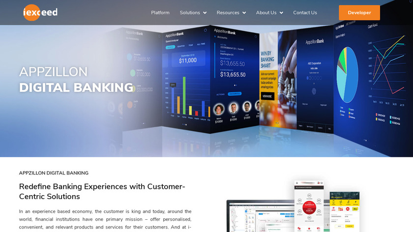 i-exceed.com Appzillon Digital Banking Landing Page
