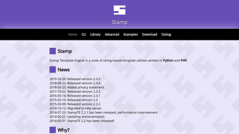 Stamp Template Engine Landing Page