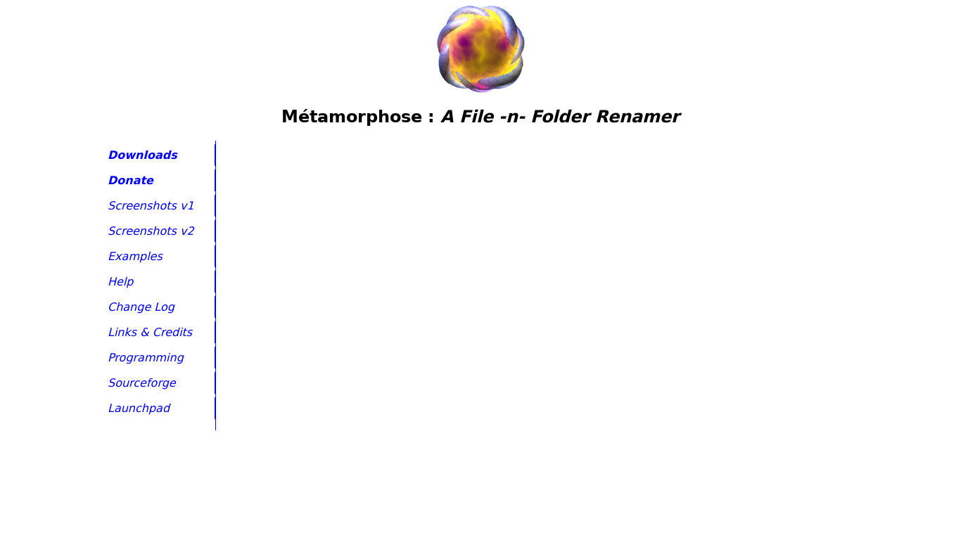 Métamorphose Landing page