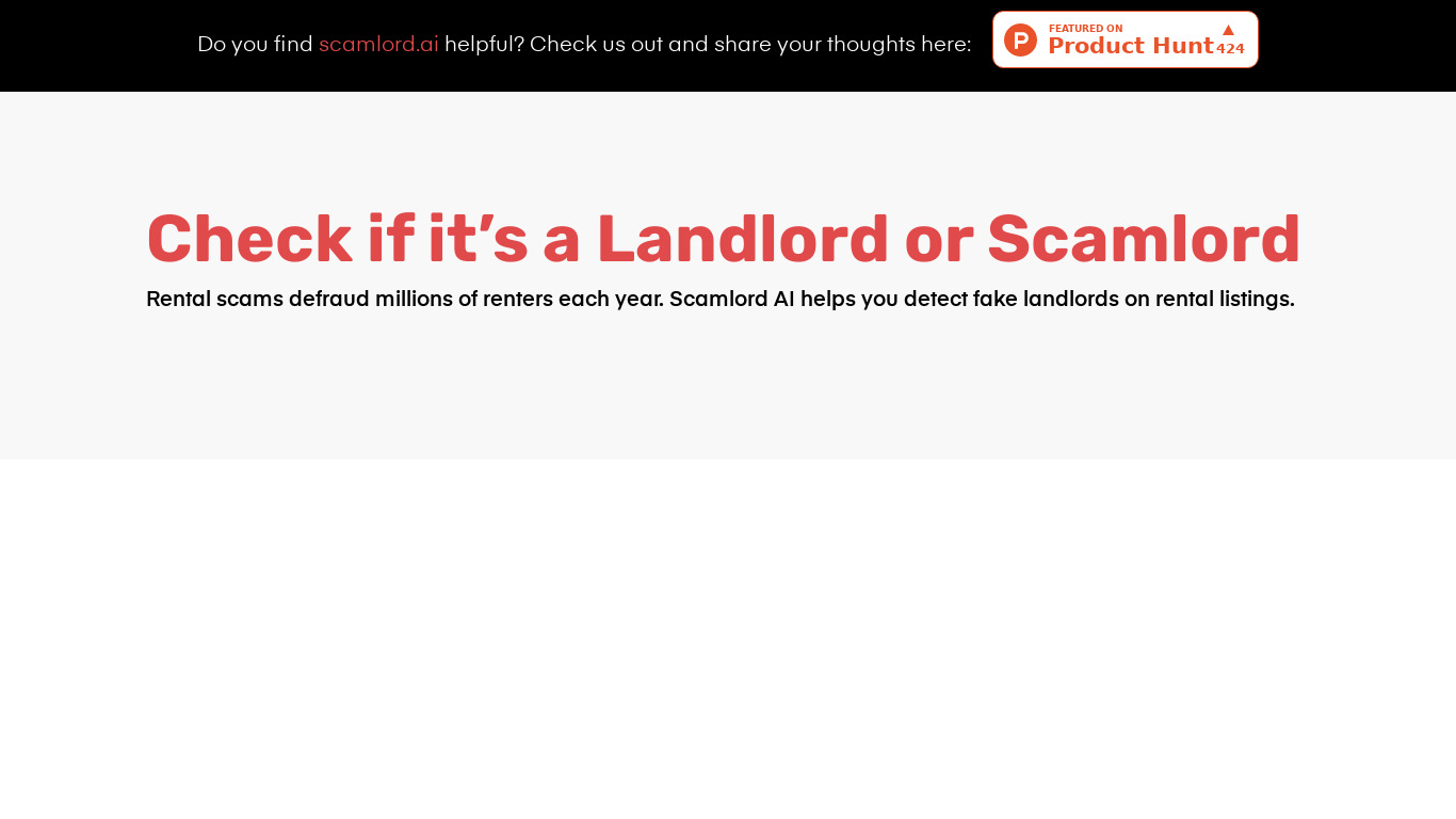 Scamlord.ai Landing page