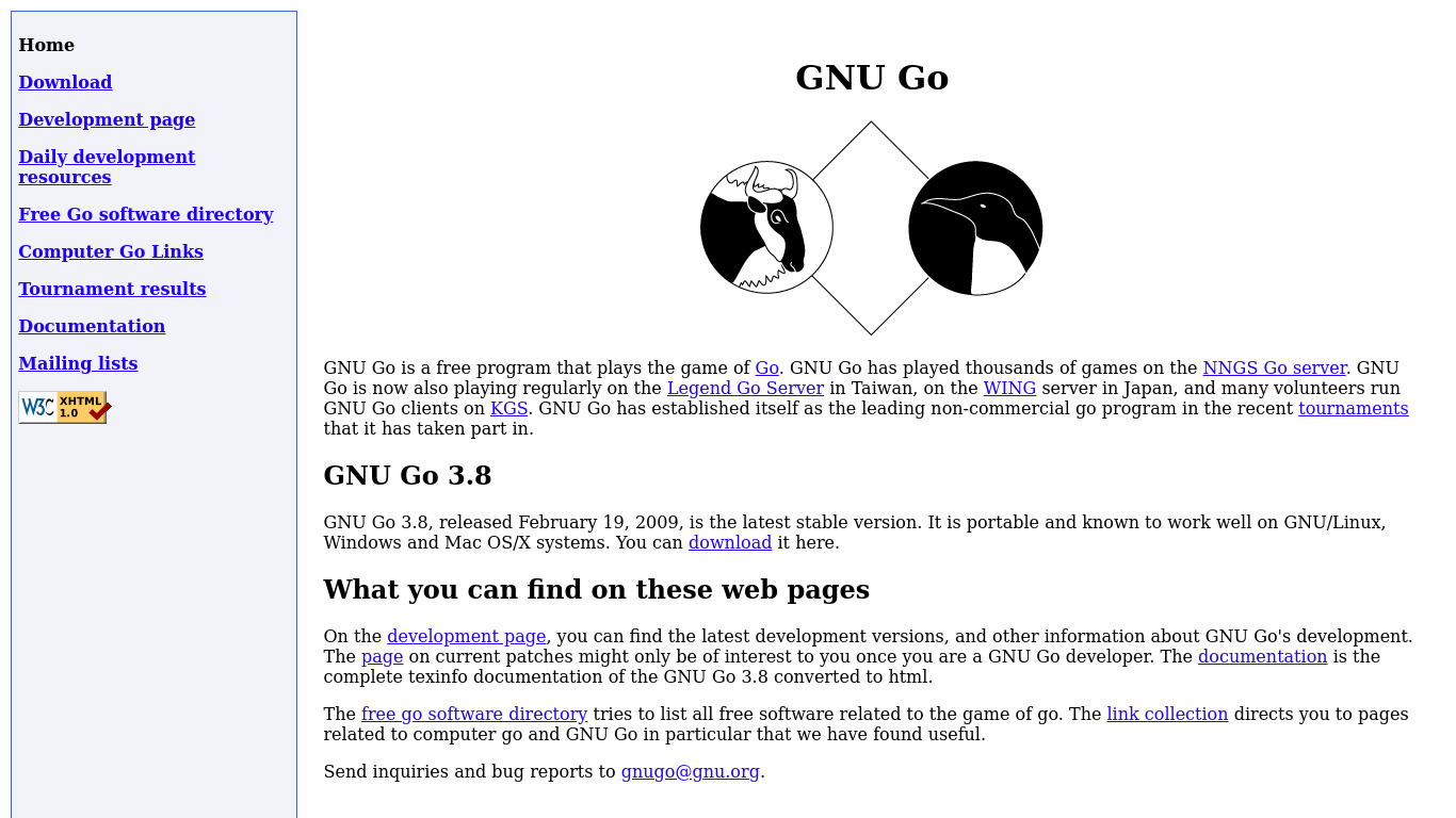 GNU Go Landing page