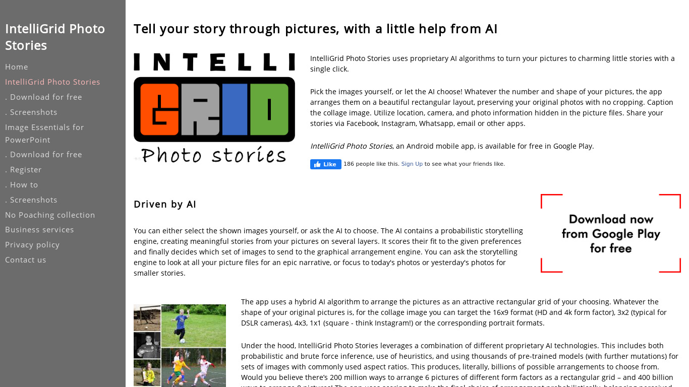 IntelliGrid Photo Stories Landing page