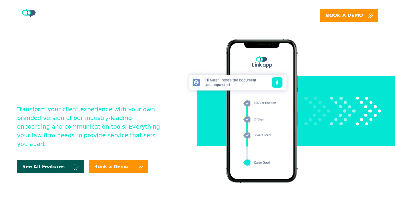 The Link App Landing page