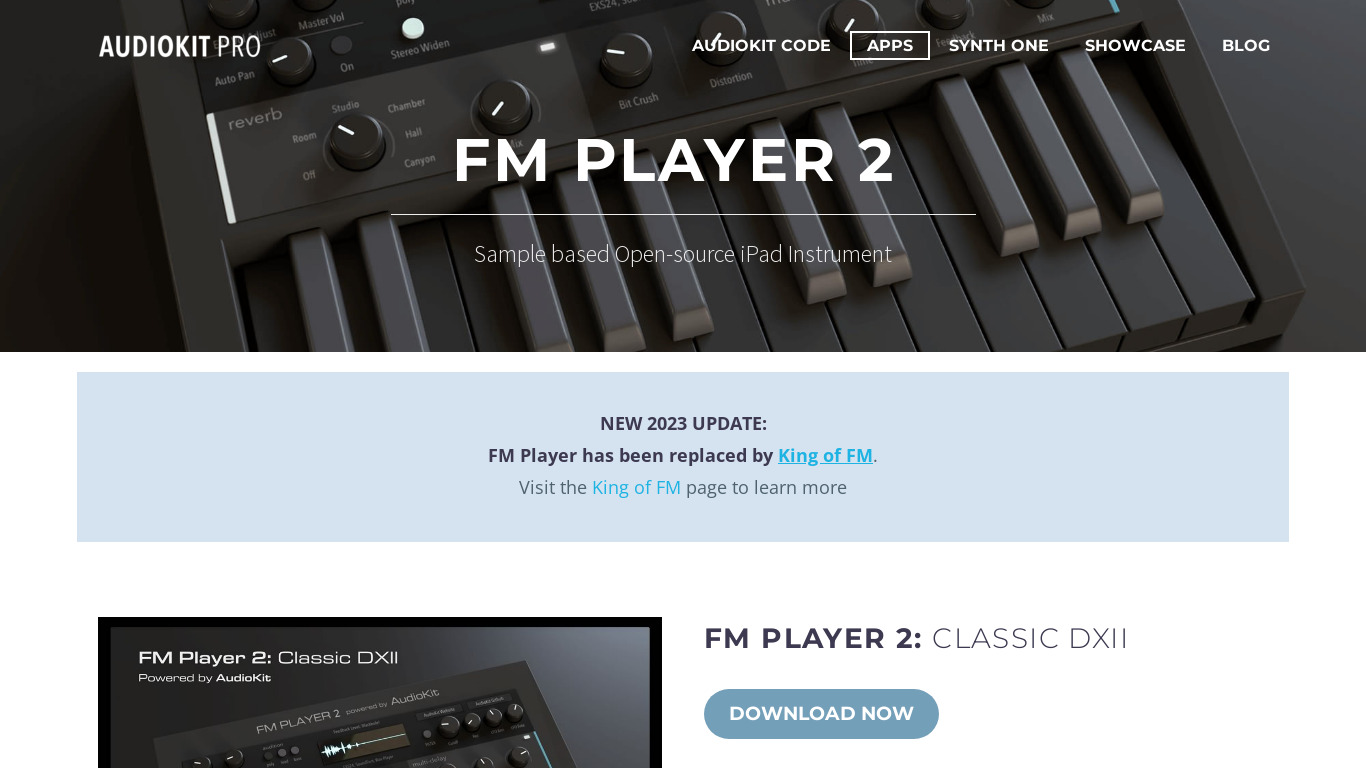 AudioKit FM Player Landing page