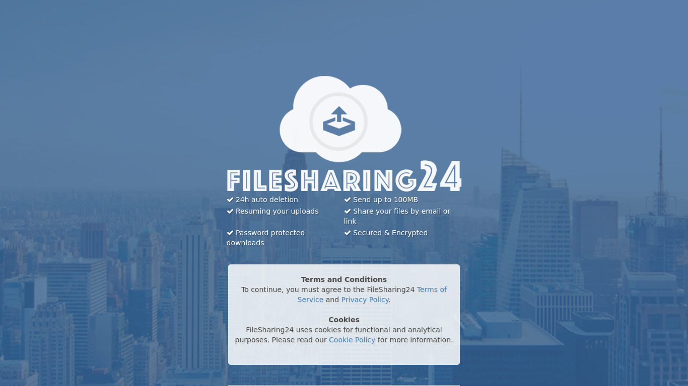 FileSharing24 Landing page