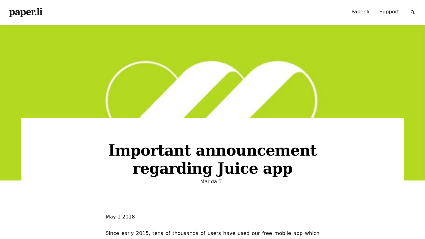 Juice by Paper.li Landing page