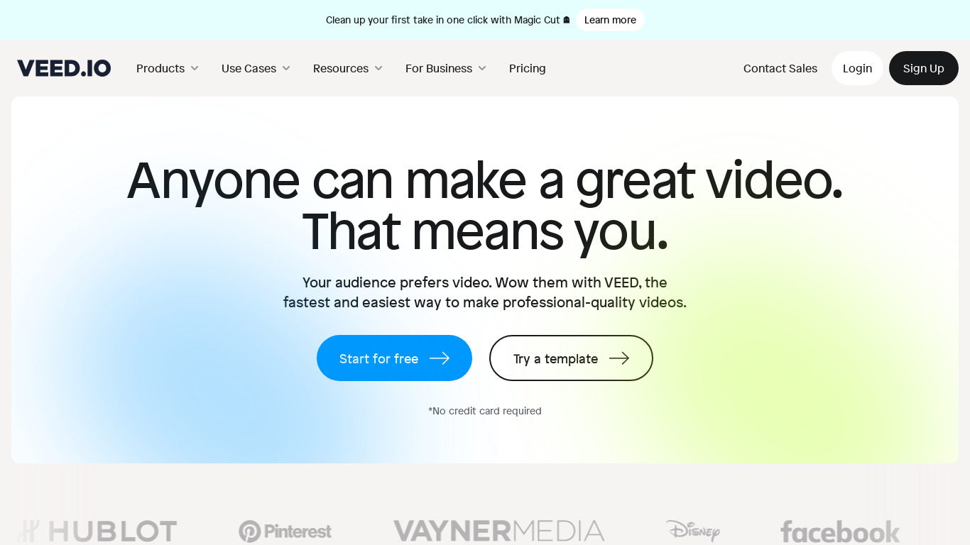 VEED Landing page