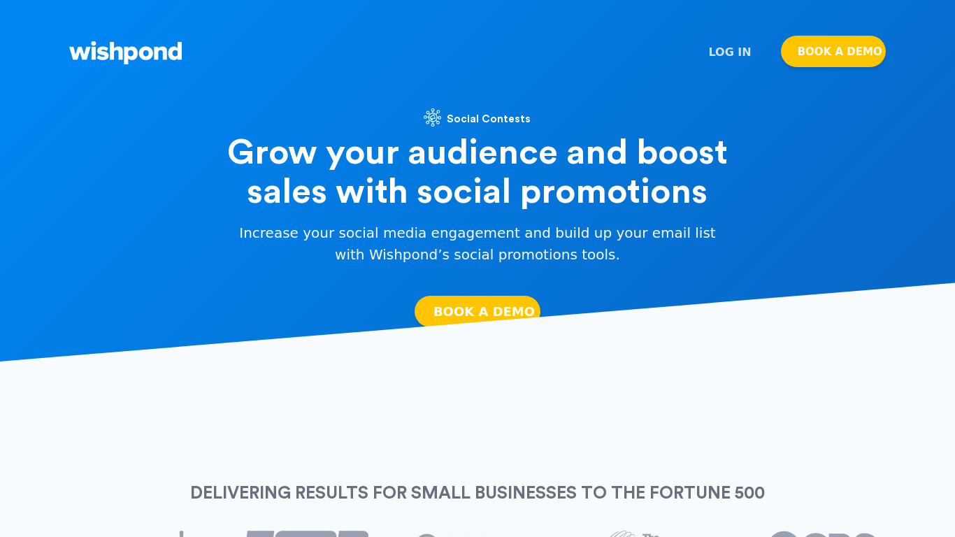 Wishpond Social Promotions Landing page
