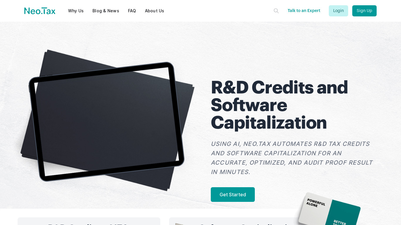 neo.tax Landing page