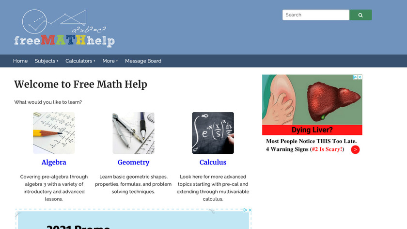 FreeMathHelp Landing Page
