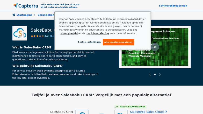 capterra.nl SalesBabu Service CRM Landing Page