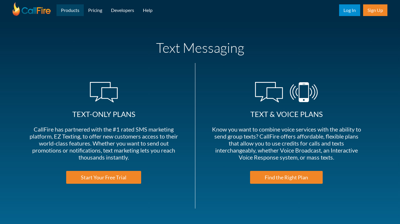 CallFire SMS Landing page