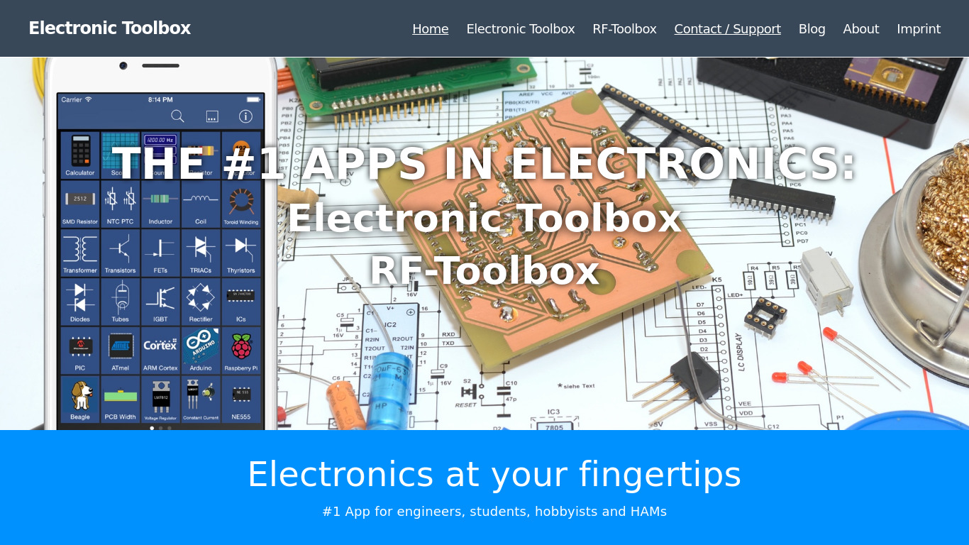 Electronics Toolbox Pro Landing page