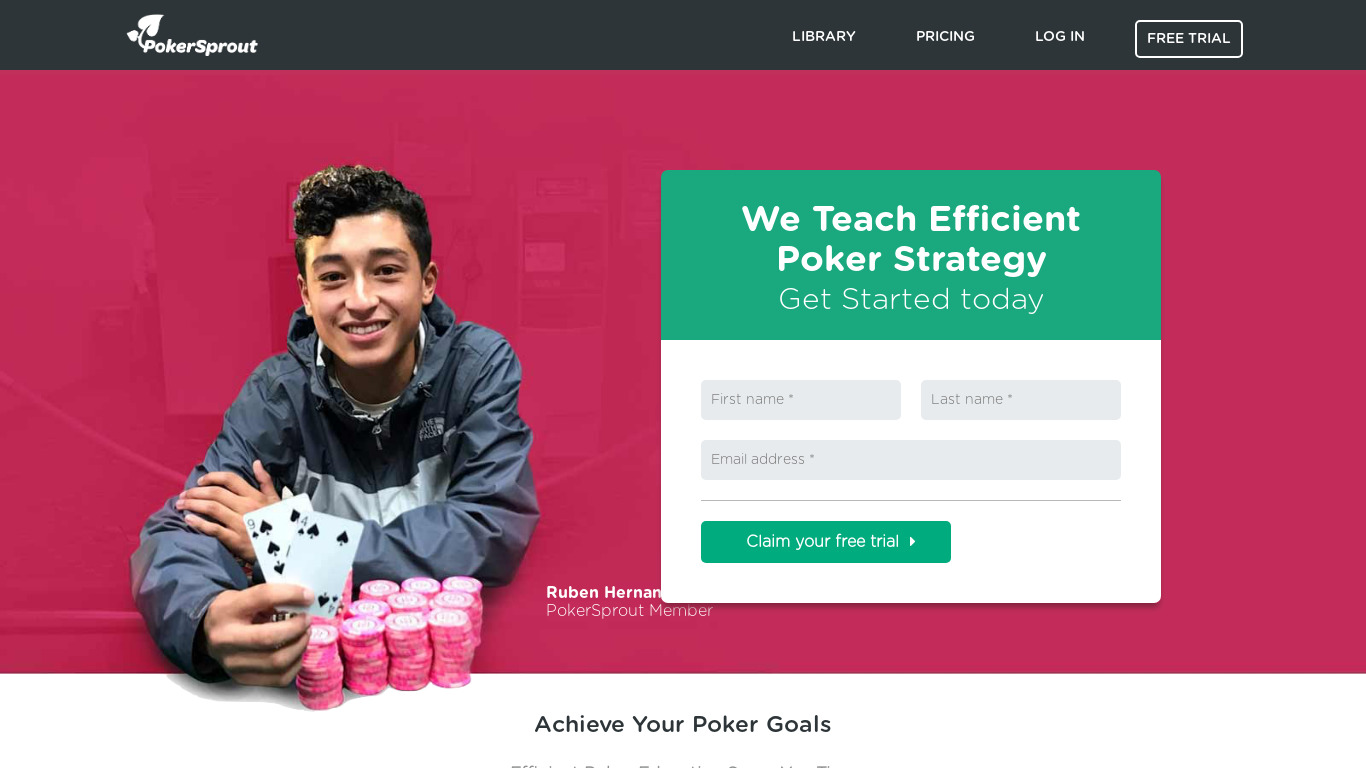 PokerSprout Landing page