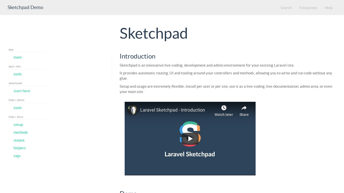 Laravel Sketchpad Landing page