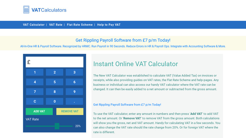 VATCalculators.co.uk Landing Page