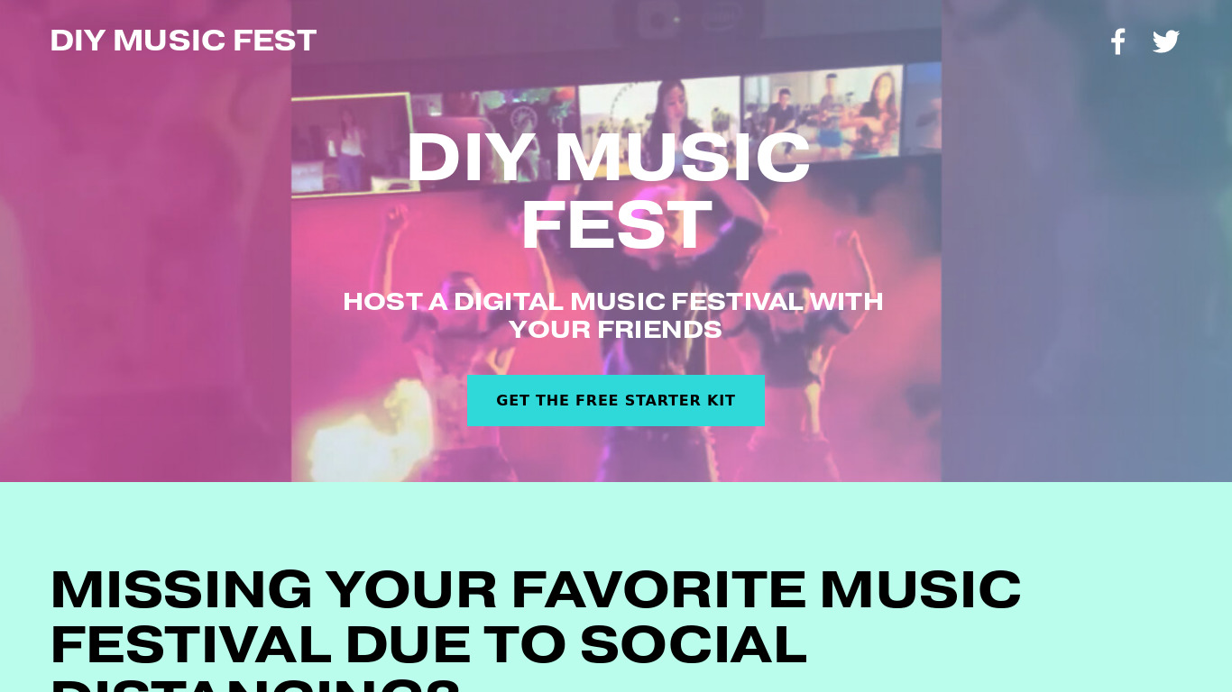 DIY Music Fest Landing page