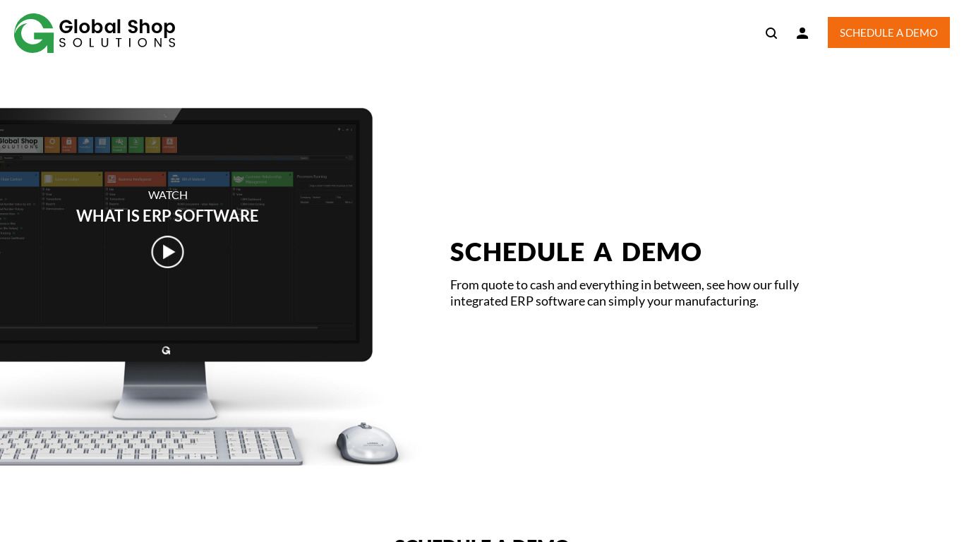 Global Shop Solutions ERP Landing page