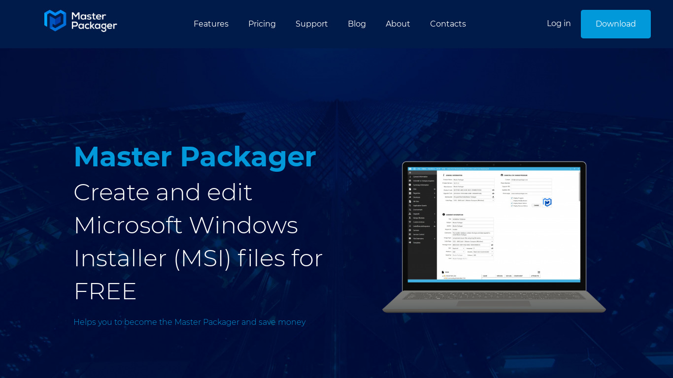 Master Packager Landing page