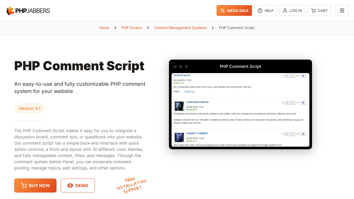 php-comment Landing page