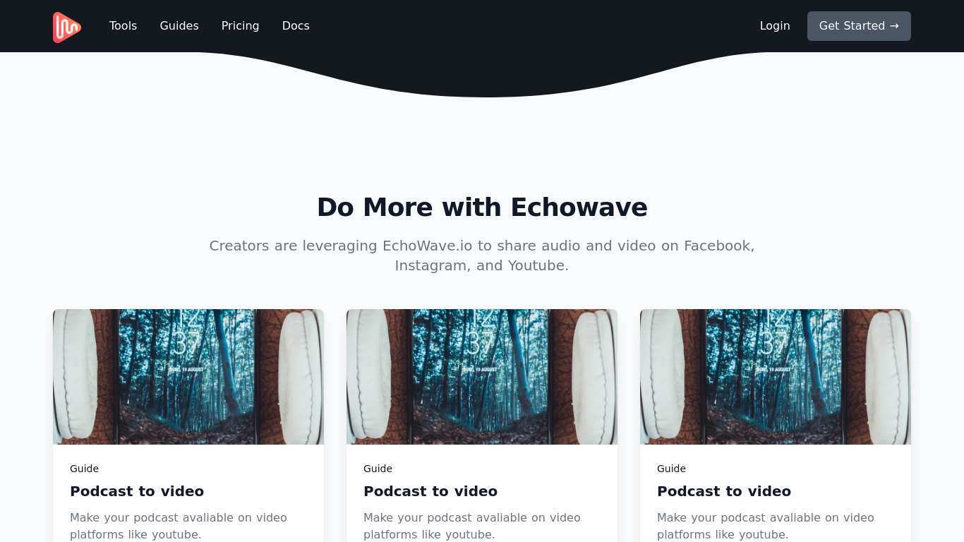 EchoWave.io Landing page