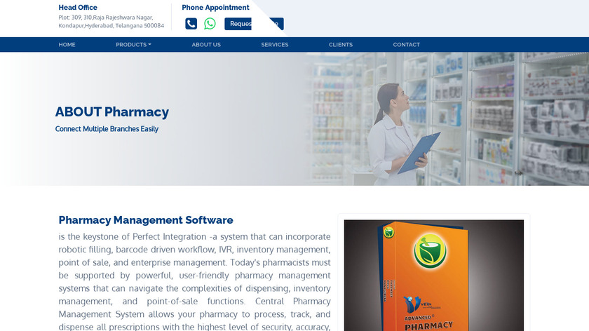 Vein Pharma Software Landing Page