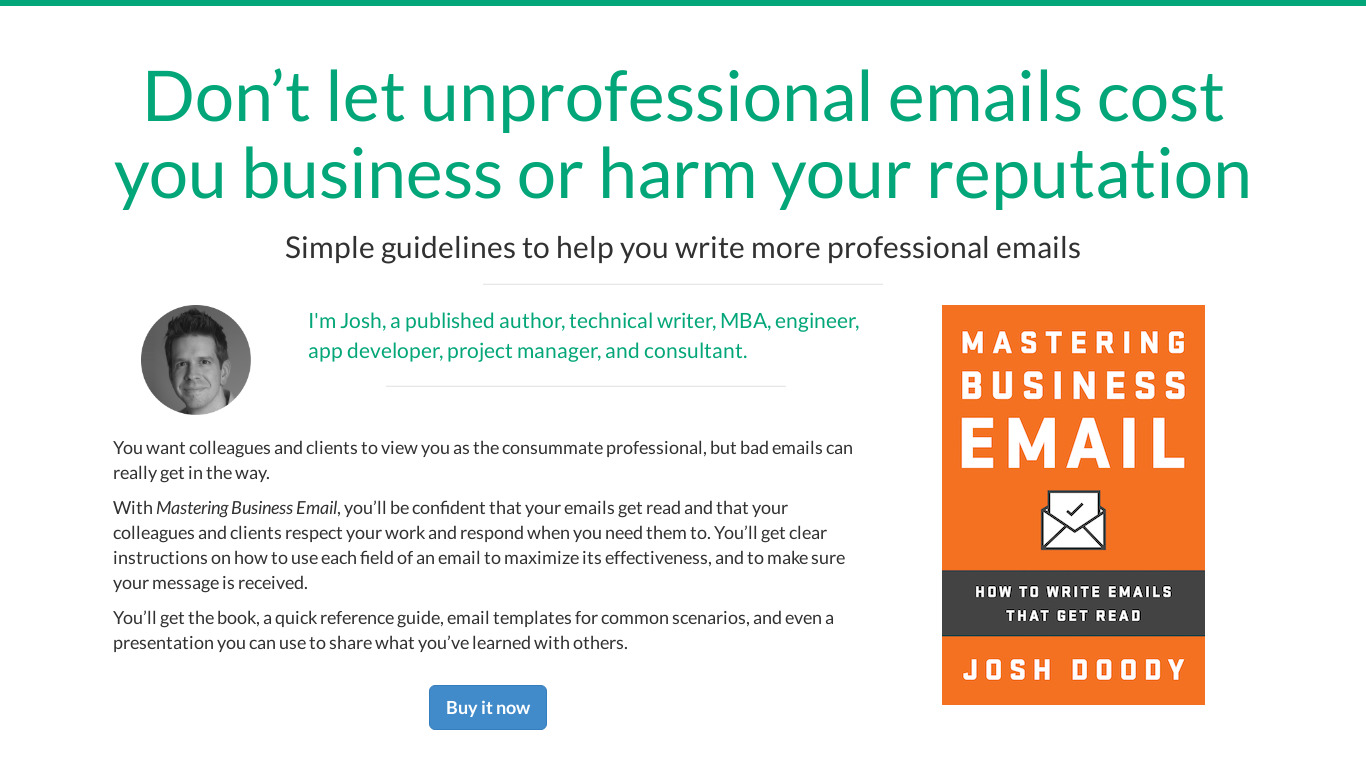 Mastering Business Email Landing page