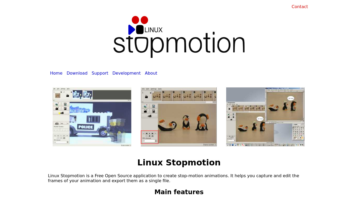 Linux Stopmotion Landing page