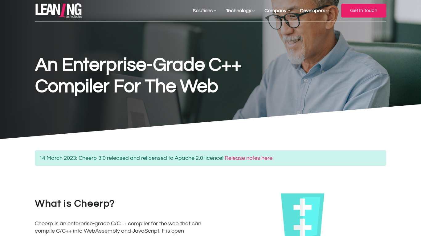 Cheerp Landing page
