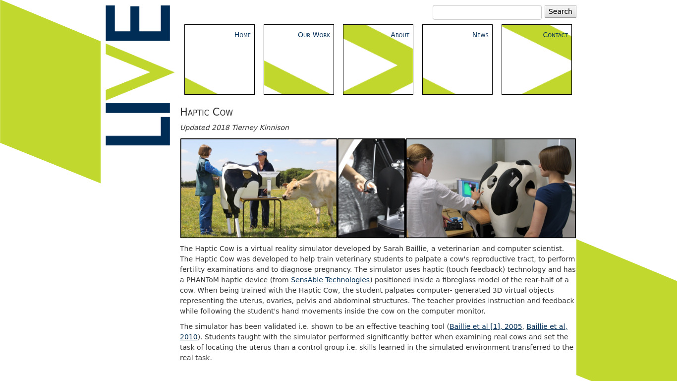 Haptic Cow & Horse Landing page