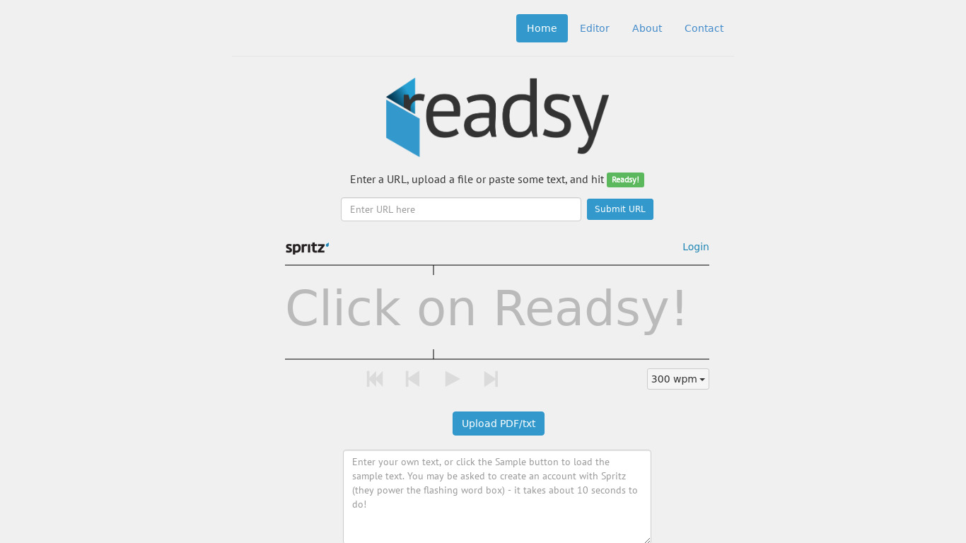 Readsy Landing page