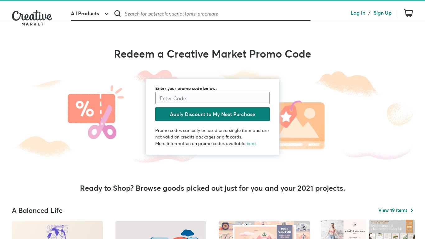 Creative Market Bundle Landing page