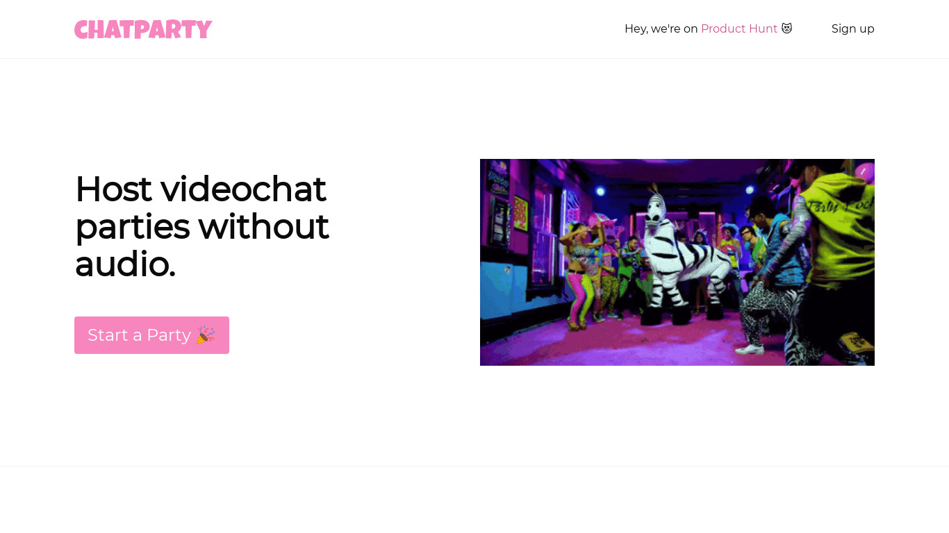 Chatparty Landing page