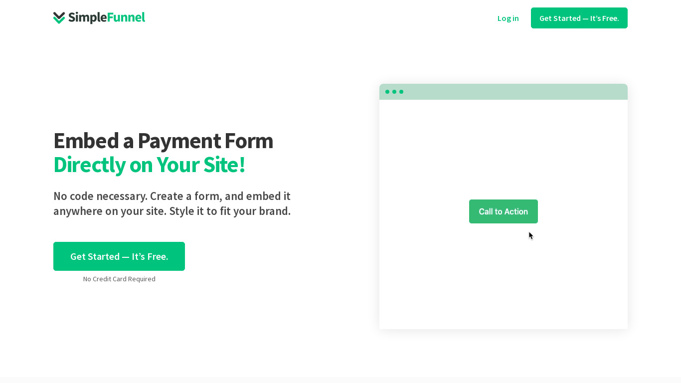 SimpleFunnel Landing page