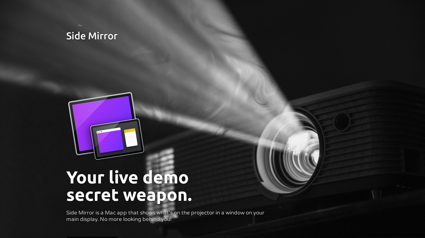 Side Mirror App Landing page