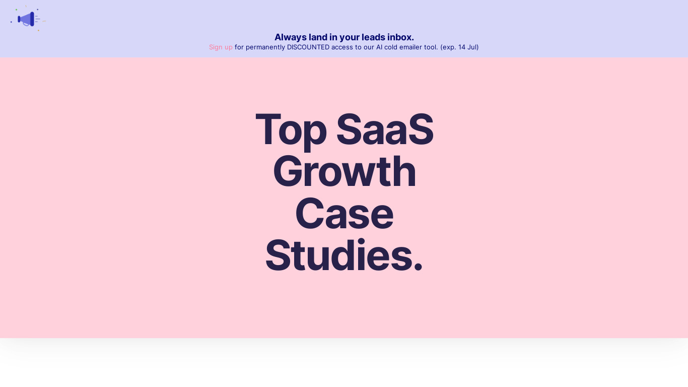 Best SaaS Growth Case Studies Landing page