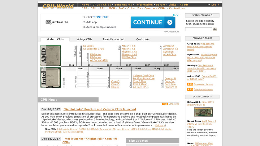 CPU-World Landing Page