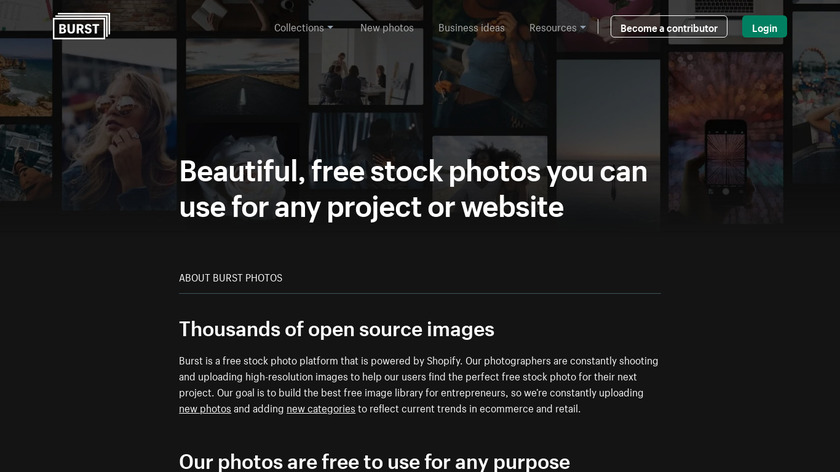 Burst by Shopify Landing Page